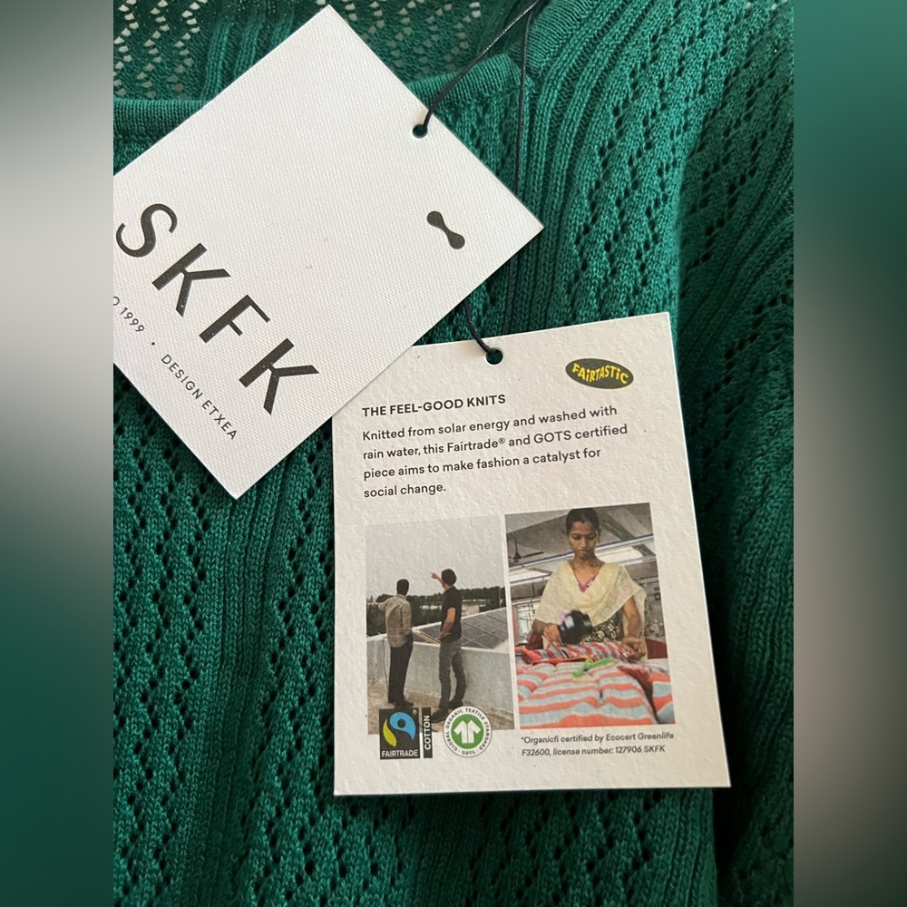 NWT SKFK Dudea Gots Organic Cotton Basil Green Sweater EU 40 | US 6 - Picture 10 of 11